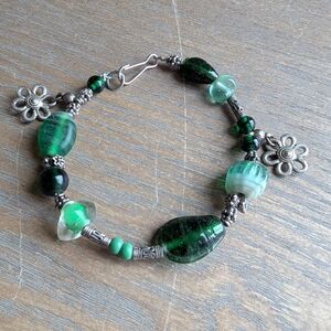 Green and Silver Toned Bracelet
